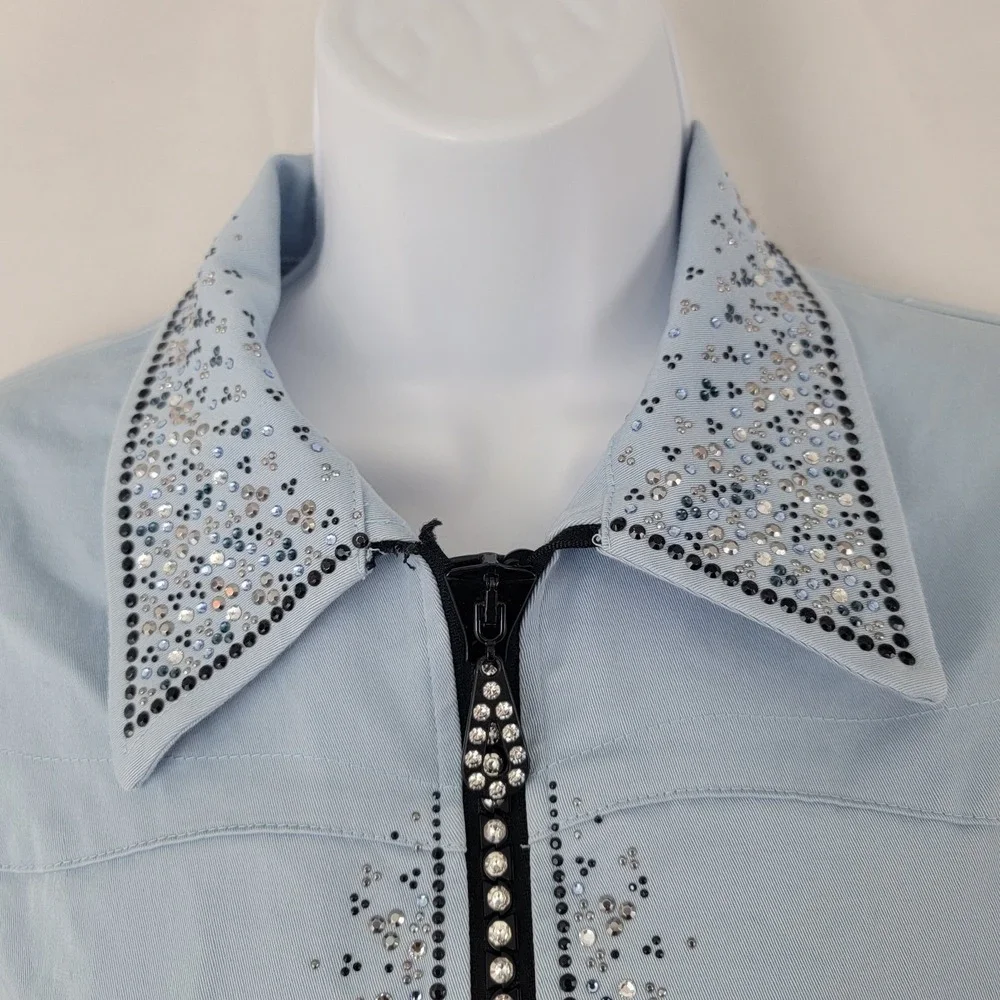CHRISTINE ALEXANDER Womens Jacket Sz L Embellished Rhinestones Bling Sparkle - Picture 2 of 15